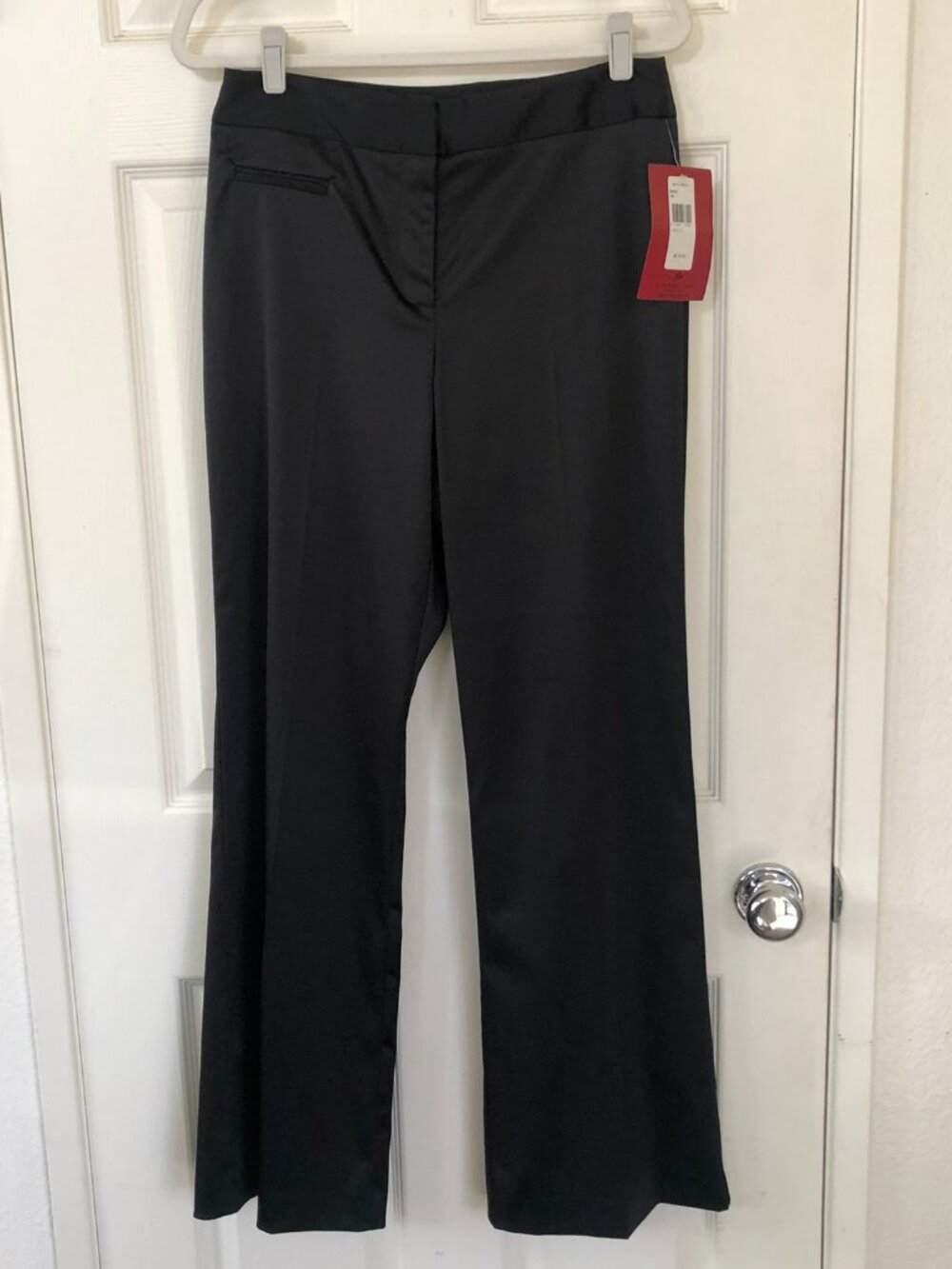 JS Collections Black Satin Look Flared Leg Trousers/Pants 8